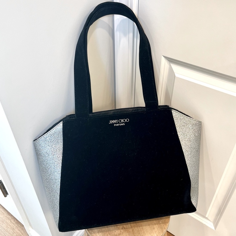 Jimmy Choo suede & glitter tote bag